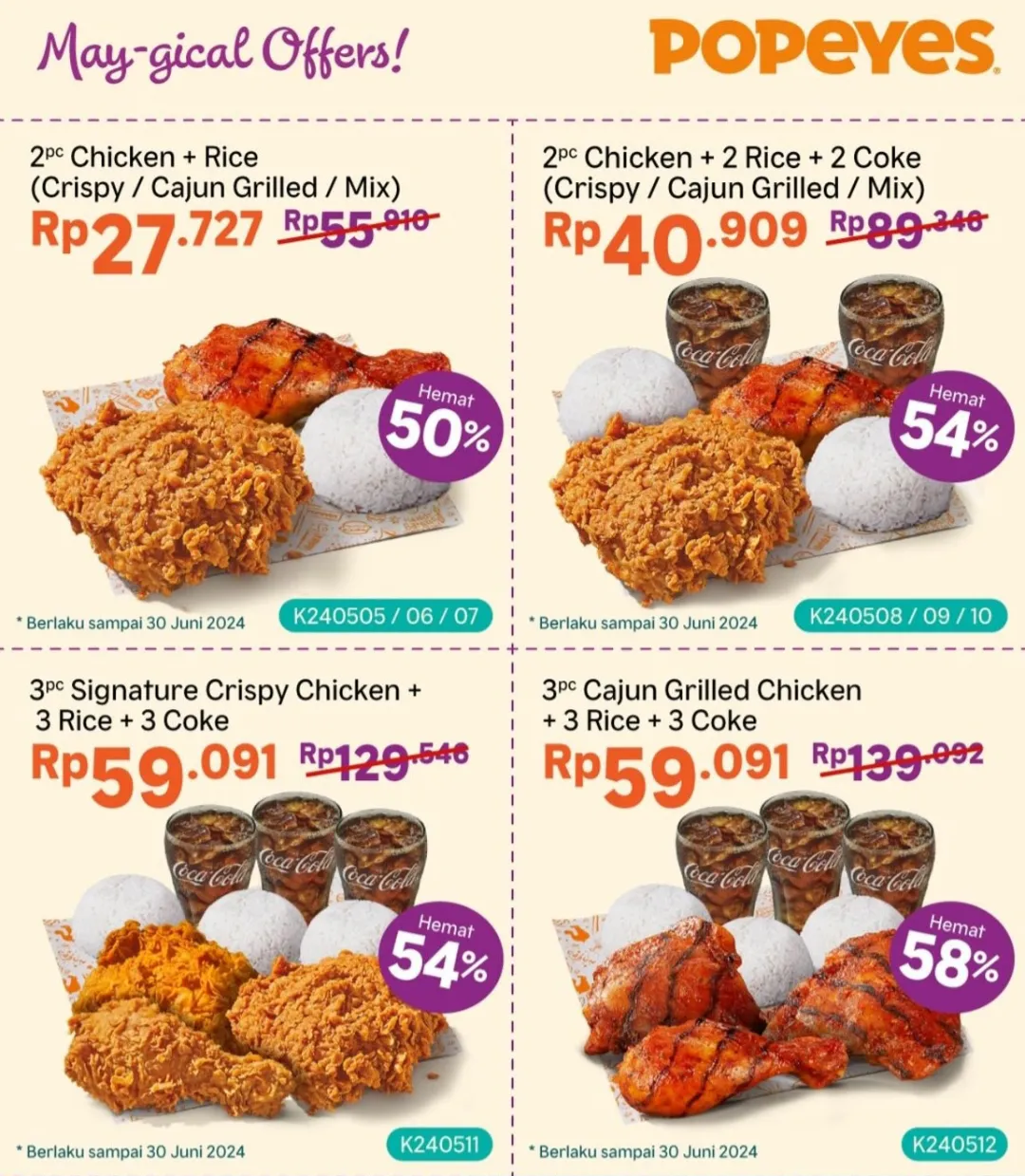 Promo popeyes voucher kupon diskon mei-juni 2024