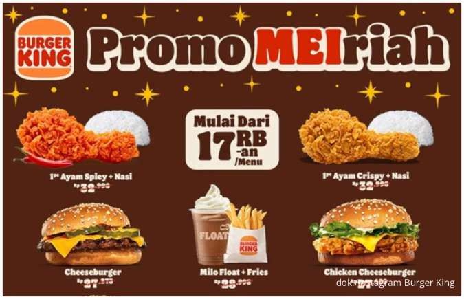 Promo Burger King MEIriah hingga 2 Juni, Jajan Menu Favorit Mulai Rp 17.000-an