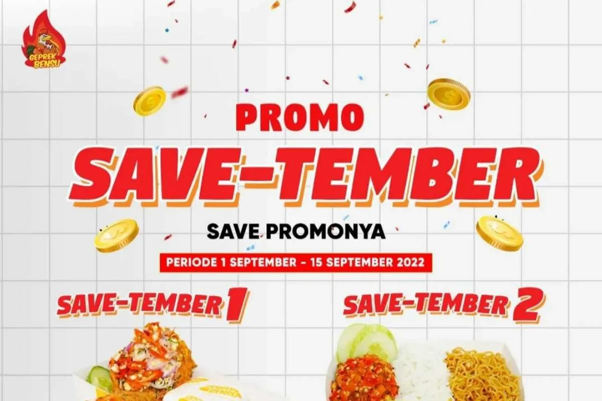 Promo Geprek Bensu 1-15 September 2022, Beli 2 Paket Ayam Geprek dan Nasi Rp 32.000