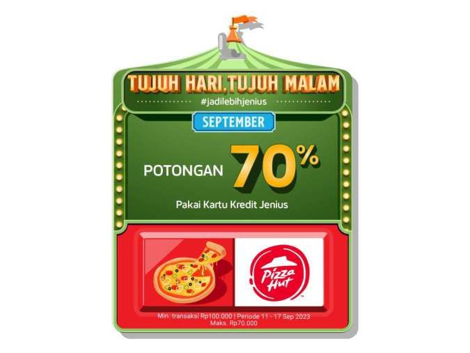 Promo Jenius x Pizza Hut 11-17 September 2023, Ada Potongan 70% Pakai Kredit Jenius