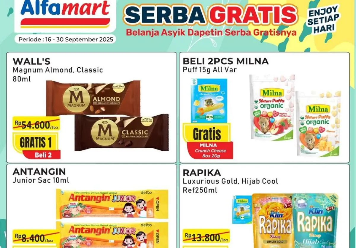 Promo Alfamart 16-30 September 2025, Magnum dan Rapika Beli 2 Gratis 1