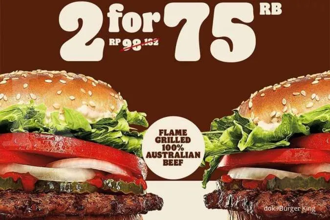 Promo Burger King 29-30 November 2021, Diskon 2 Burger Whopper Ukuran XL Rp 75.000