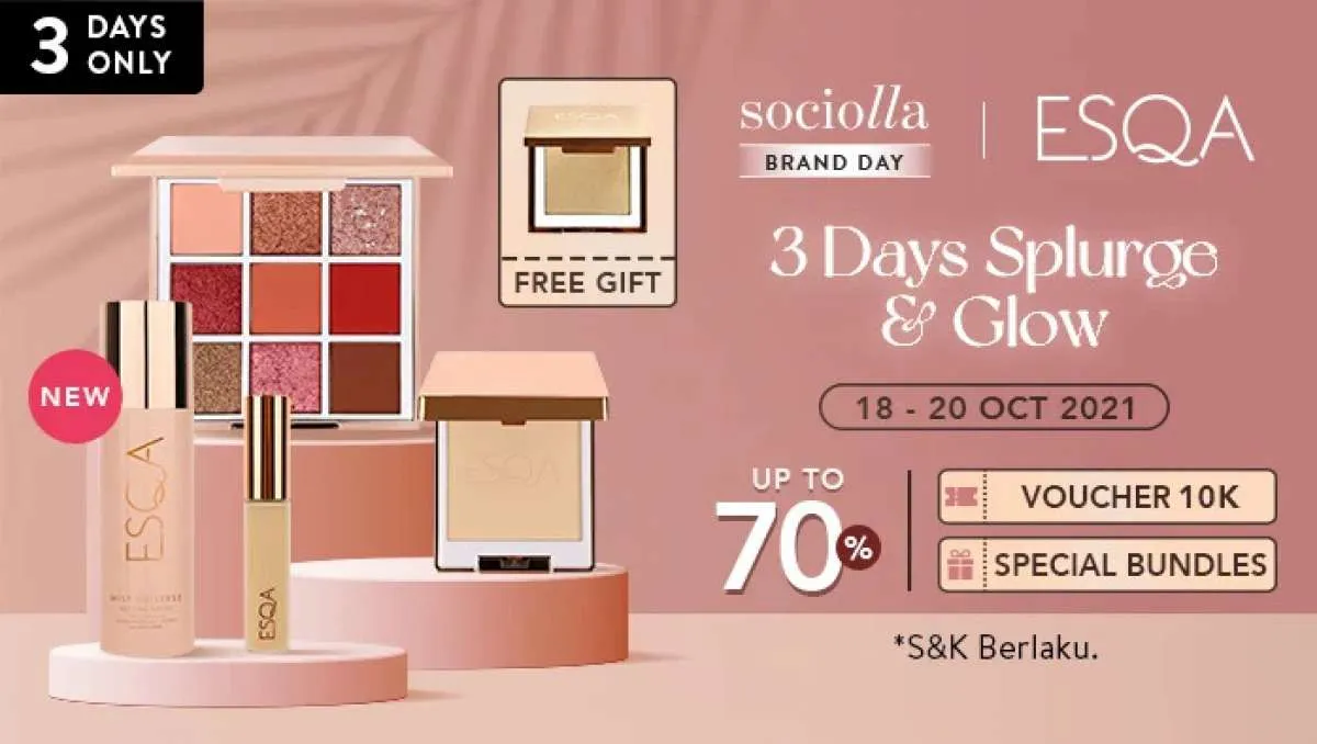 Promo Makeup ESQA Hanya 3 Hari di Sociolla, Ada Diskon s/d 70% + Free Highlighter