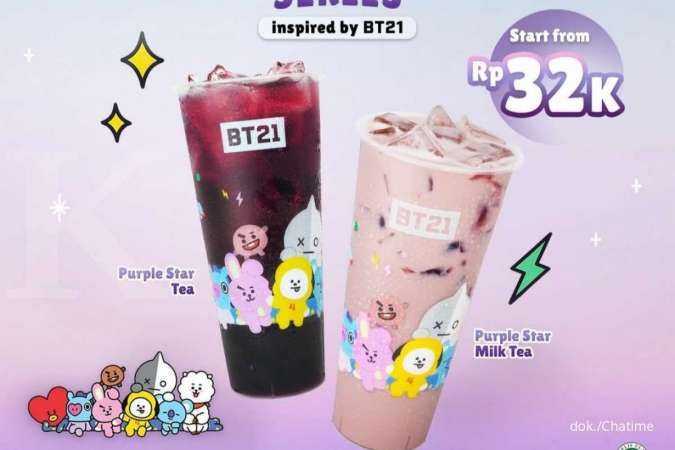 Ada Menu Baru! Promo Chatime BT21 Purple Star Series Hanya Rp 32.000