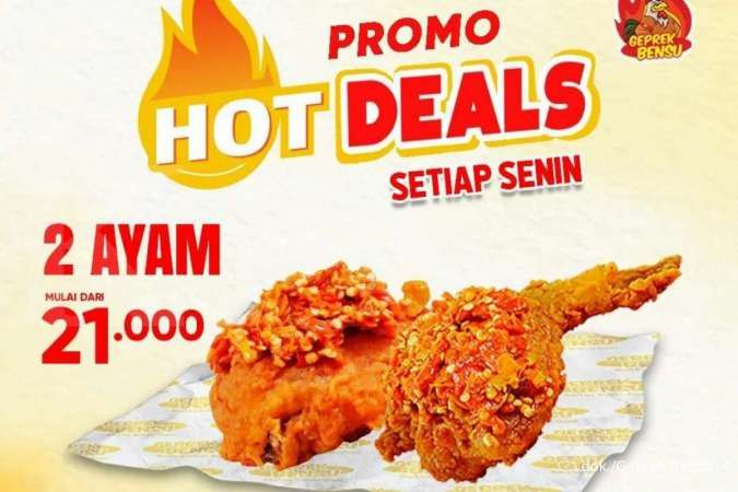 Promo Geprek Bensu 28 Februari 2022, Paket Hot Deals 2 Ayam Geprek Rp 21.000