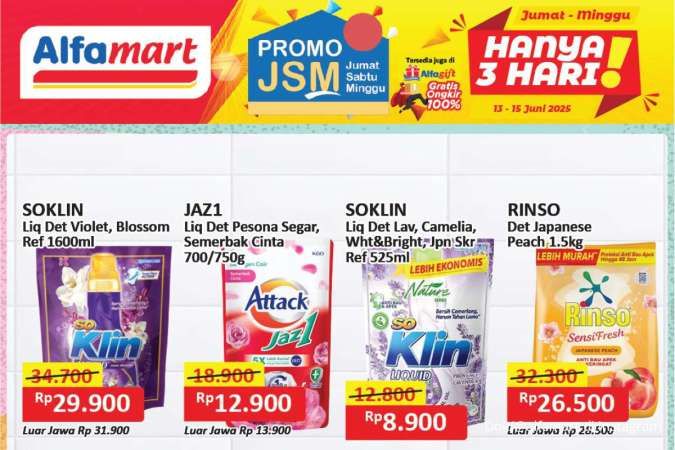 Promo JSM Alfamart 13-15 Juni 2025, Deterjen So Klin dan Attack Harga Spesial