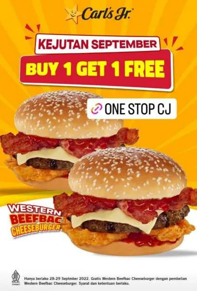 Promo Carls Jr Beli 1 Gratis 1 Western Beefbac Cheeseburger 