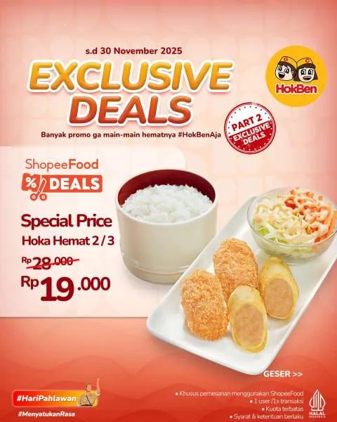Promo HokBen ShopeeFood Deals sampai 30 November 2025