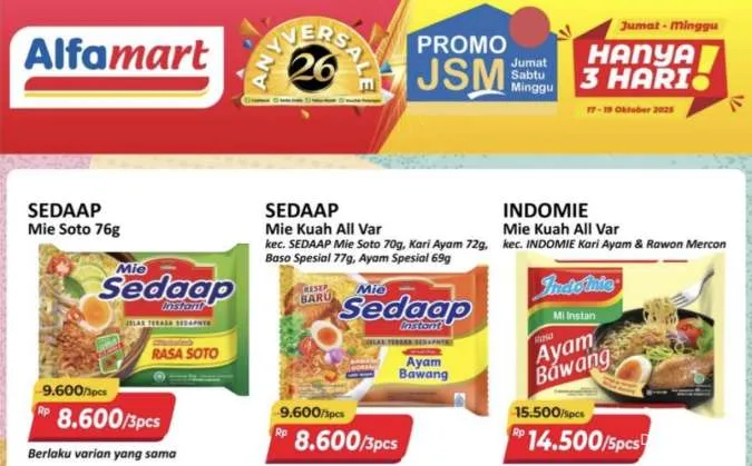 Katalog Promo JSM Alfamart Periode 17-19 Oktober 2025, Indomie Beli 5 Lebih Hemat