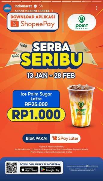 Promo Point Coffee dengan ShopeePay Serba Rp 1.000