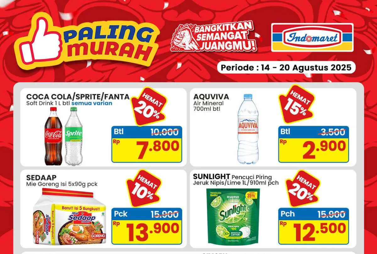 Promo Indomaret Murah 14-20 Agustus 2025, Sunlight & Mie Sedaap Mulai Rp 12.000-an