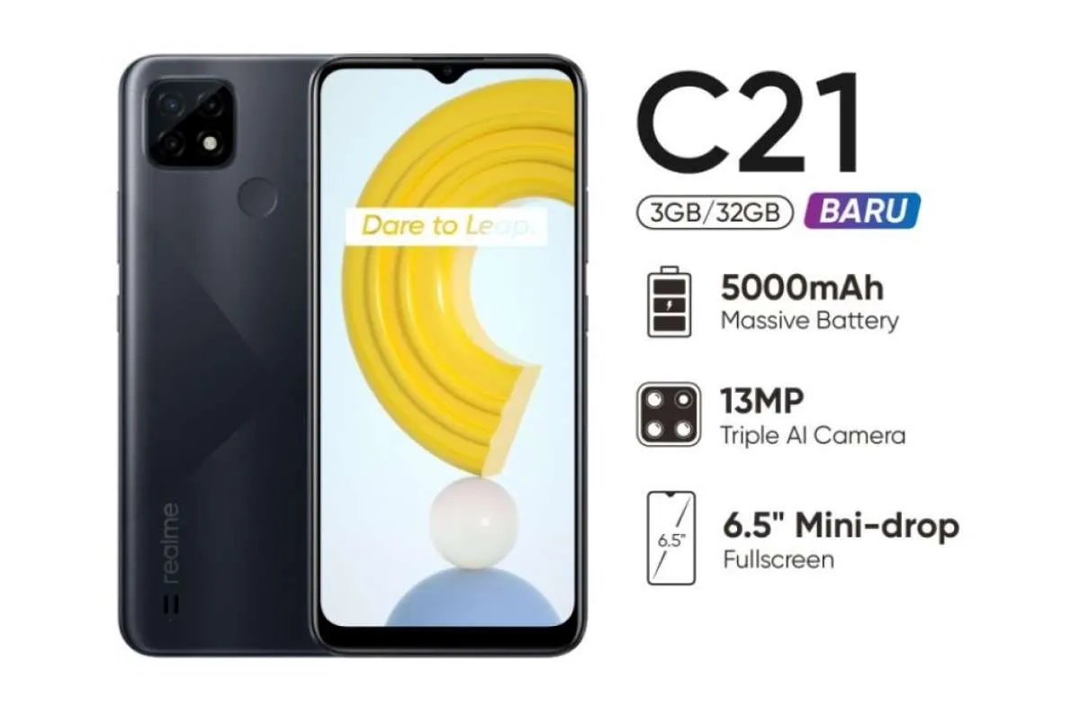 Daftar harga HP Realme C21 terbaru, seri HP Realme harga 1 jutaan terlaris