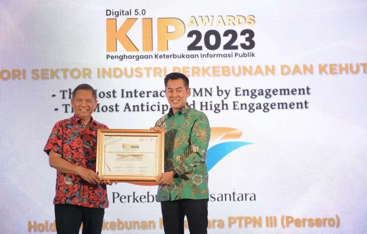 PTPN III Raih 2 Penghargaan di Ajang Keterbukaan Informasi Publik Awards 2023