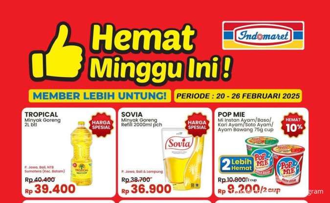 Promo Indomaret 20-26 Februari 2025, Minyak Goreng Tropical dan Sovia Harga Spesial