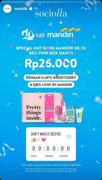 Promo HUT Bank Mandiri 26 di Sociolla