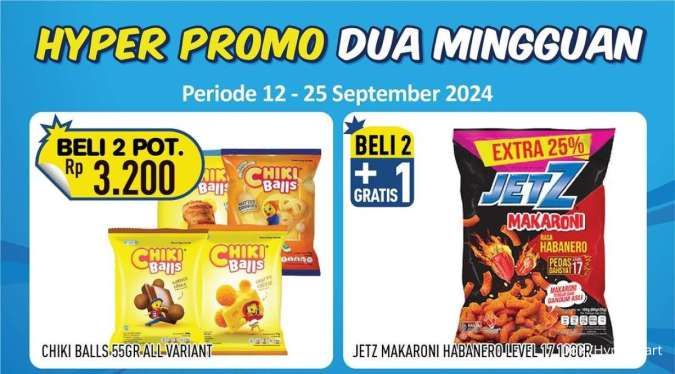 Promo Hypermart Dua Mingguan 12-25 September 2024, Snack-Minuman Beli 2 Gratis 1