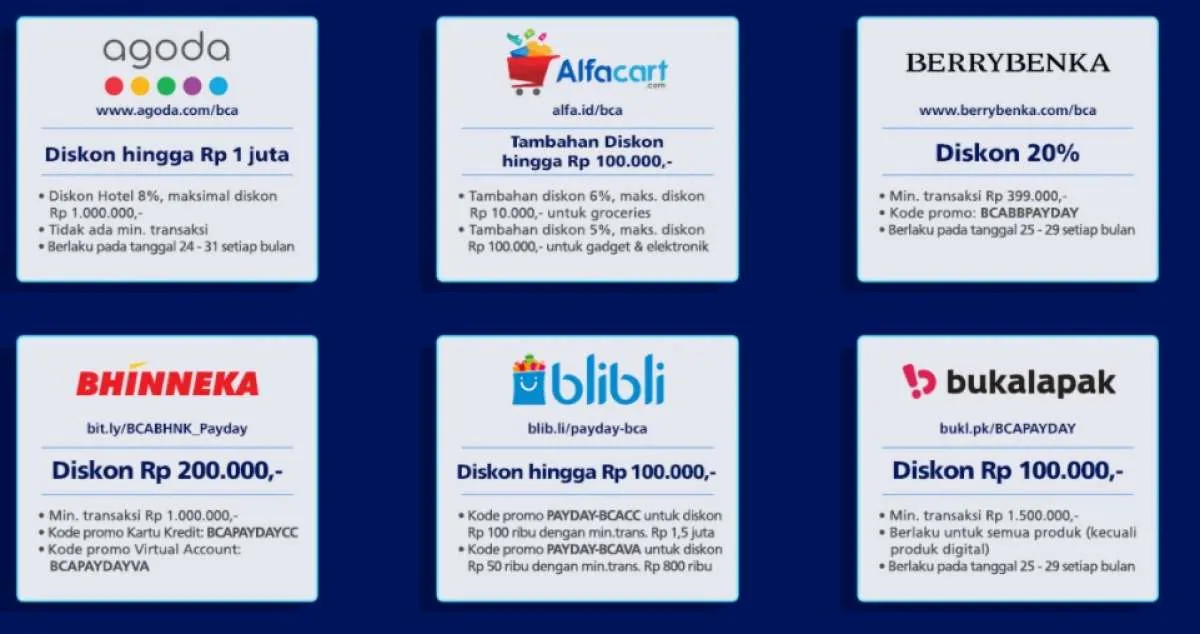Promo kartu kredit BCA e-Payday diskon hingga 50%, sampai 29 November