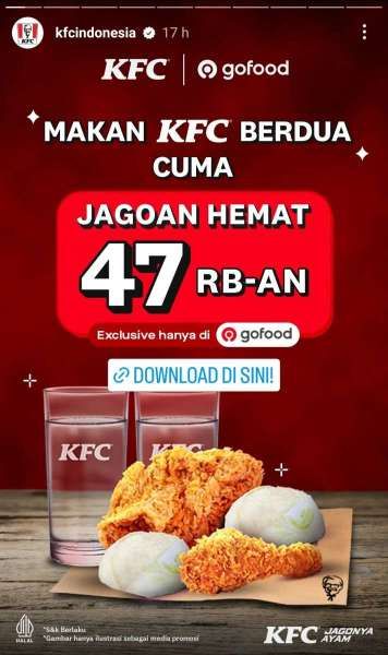 Promo KFC x Gofood Paket Jagoan Hemat Rp 47.000-an
