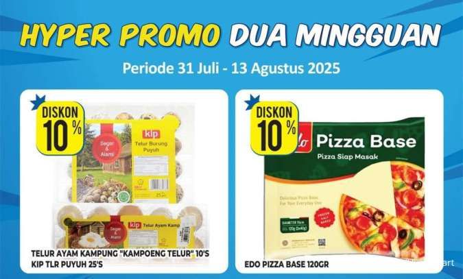 Promo Hypermart Dua Mingguan 31 Juli-13 Agustus 2025, Telur Ayam Kampung Diskon 10%