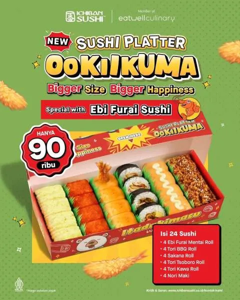 Sushi Platter Ookiikuma dari Ichiban Sushi Isi 24 Hemat