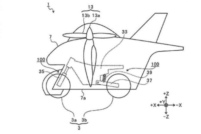 Gambar paten bocor, Subaru siap rancang sepeda motor terbang