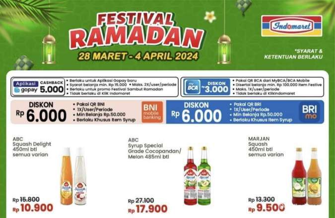Sirup ABC dan Marjan Lebih Murah, Promo Indomaret Festival Ramadan s/d 4 April 2024