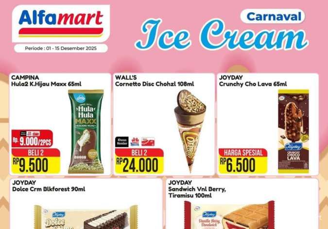 Promo Es Krim di Alfamart 1-15 Desember 2025, Cornetto Beli 2 Harga Spesial