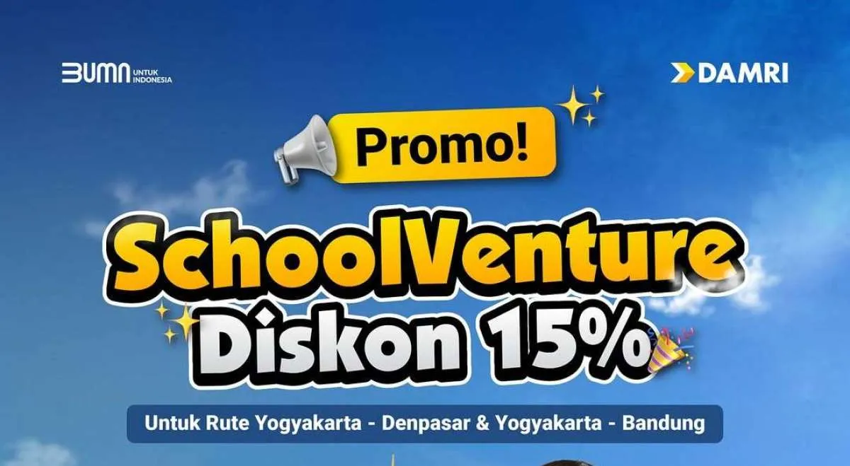 Cek Rutenya! Promo Damri School Venture Via Apps 15 Juni-15 Juli 2025, Ada Diskon 15%