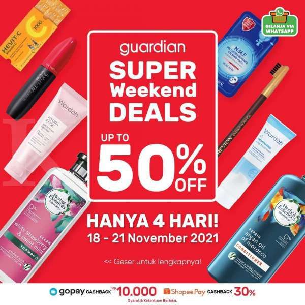Promo Guardian Super Weekend Deals, Produk Kecantikan dan Kesehatan Diskon s/d 50%