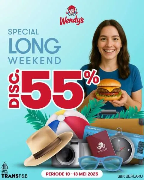 Promo Wendys Special Long Weekend 55%