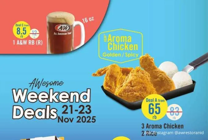 Promo A&W Weekend Deals Cuma 3 Hari, Aroma Chicken Hemat & Free Deluxe Burger