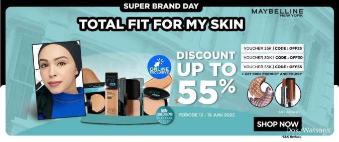 Promo Makeup Maybelline di Watsons, Ada Diskon s/d 55% Berlaku hingga 19 Juni 2022