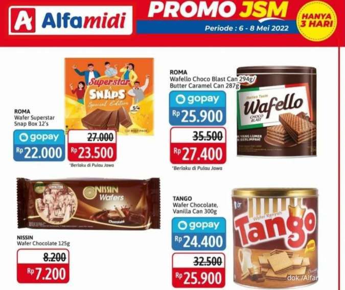 Promo JSM Alfamidi 6-8 Mei 2022, Berbagai Jenis Wafer dan Kue Kaleng Harga Diskon