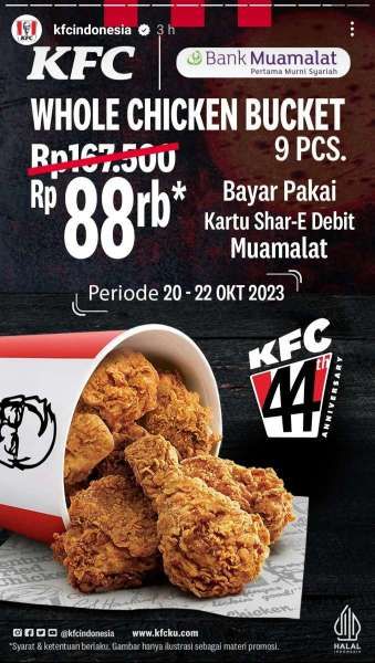 Promo KFC dengan Bank Muamalat 20-22 Oktober 2023