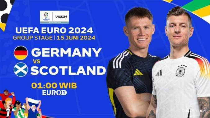 Live Streaming Jerman vs Skotlandia, EURO 2024: Sabtu (15/6), 02:00 WIB