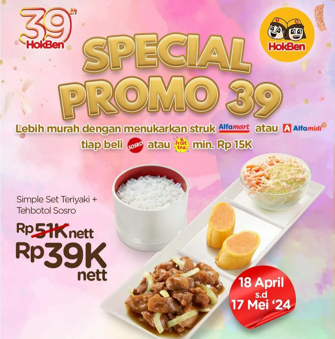 Promo HUT Hokben ke 39 bersama Partners Alfamart dan Alfamidi