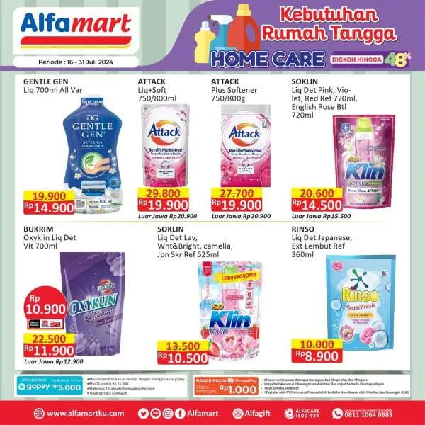 Promo Alfamart Home Care Diskon s/d 48% Periode 16-31 Juli 2024