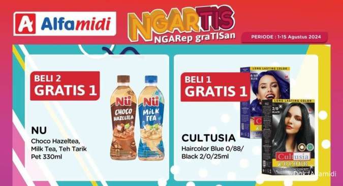 Promo Alfamidi Ngartis 1-15 Agustus 2024, Cat Rambut-Cereal Bar Beli 1 Gratis 1