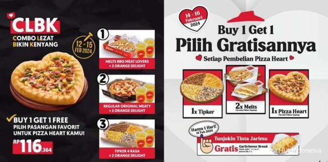 Pizza Hut Promo Valentine-Pemilu 2024, Buy 1 Get 1 Free Pizza Terbaru