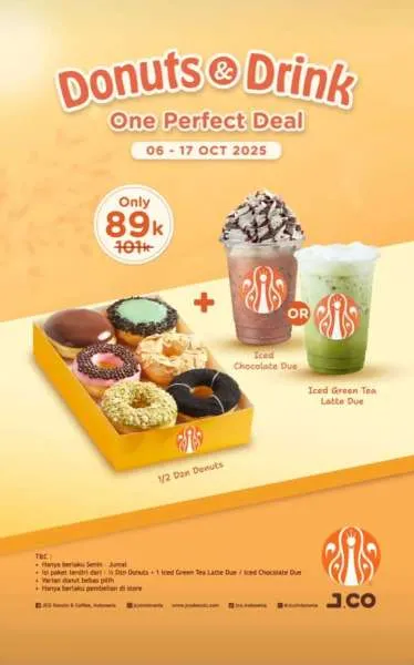Promo JCO Donuts & Drink Paket Dozen dan Minuman Hemat