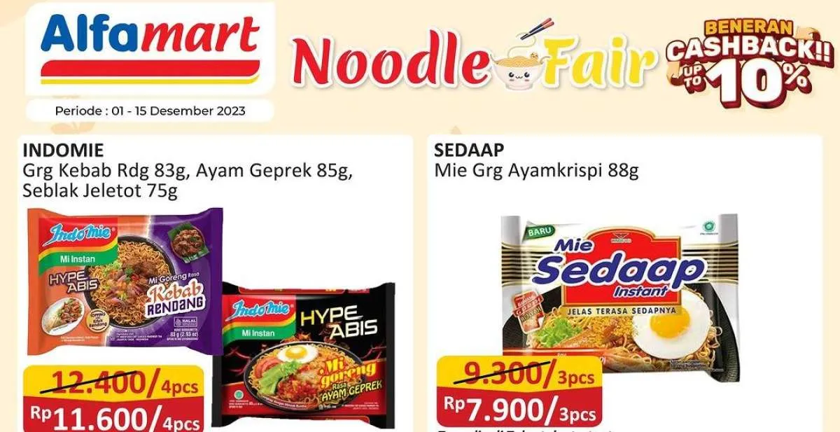 Promo Alfamart Desember Mie Instan Beli 2 Gratis 1 Berakhir Besok, Ada Minyak Murah