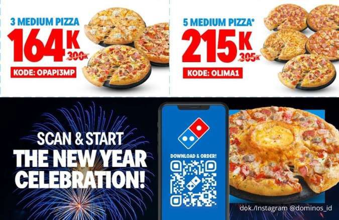 Promo Domino's Pizza New Year Celebration, 6 Paket Pizza Hemat Mulai Rp 100.000