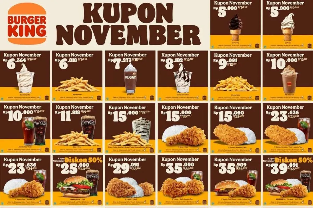 Promo Burger King November 2022, Terbaru Kupon November Serba Hemat Diskon 50%