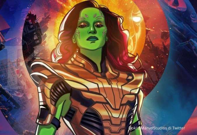 Poster What If episode 9 di Disney+, Gamora dengan kostum Thanos di episode akhir