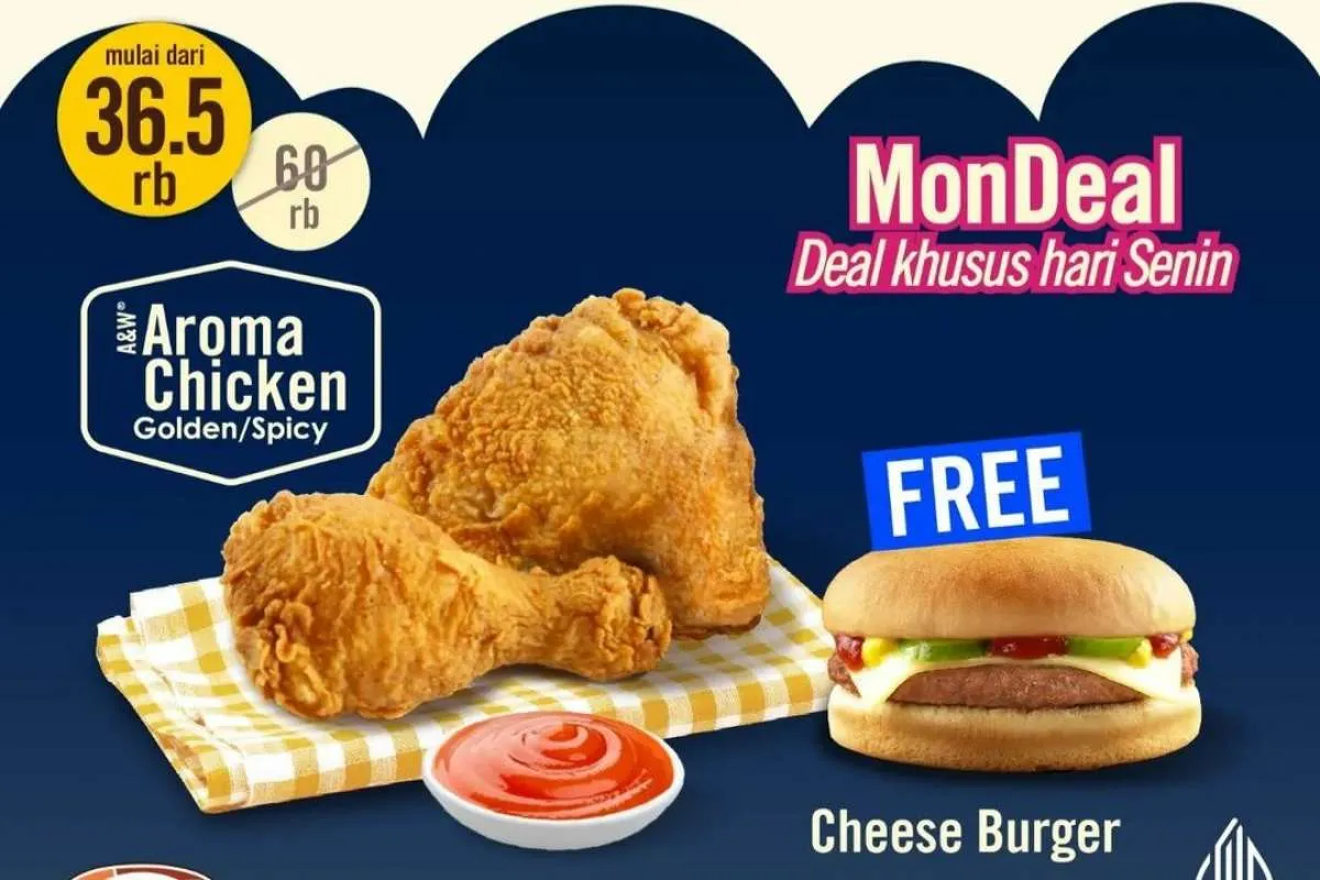 Promo A&W Juli 2022, Khusus Senin Paket MonDeal Beli 2 Aroma Chicken Gratis 1 Burger