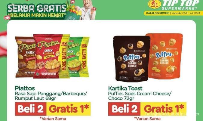 Promo Tip Top Senin 15 Juli 2024, Hari Terakhir Piattos dan Buavita Beli 2 Gratis 1