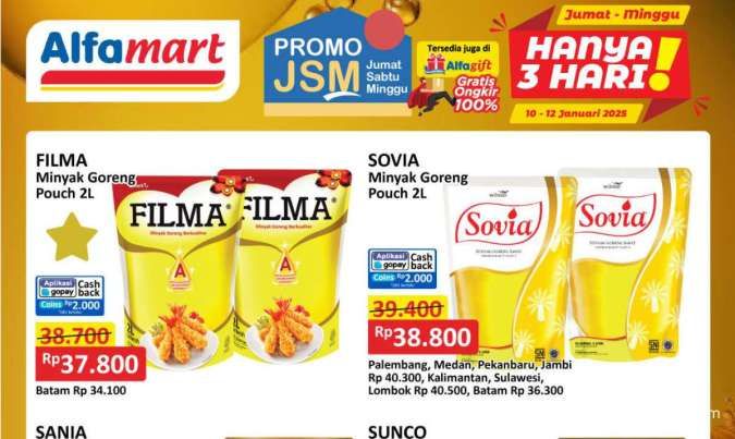 Promo Minyak Goreng di Superindo & Tip Top-Alfamart Hanya 3 Hari, Filma Lebih Hemat