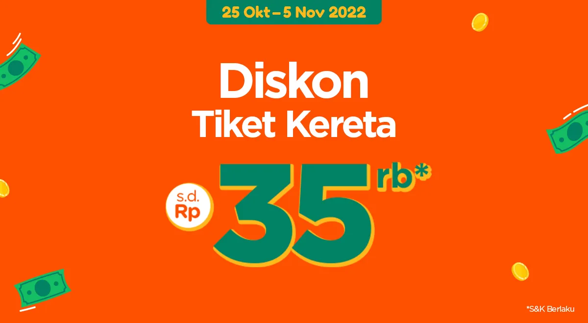 Promo PegiPegi Sampai 5 November 2022, Diskon Tiket Kereta Rp 35.000