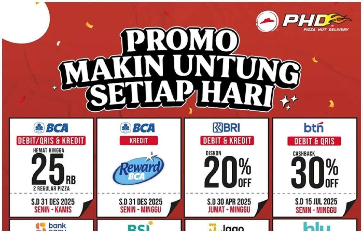 Daftar Promo PHD Makin Untung Setiap Hari dari Bank, Jajan Hemat Pakai BCA hingga Yup