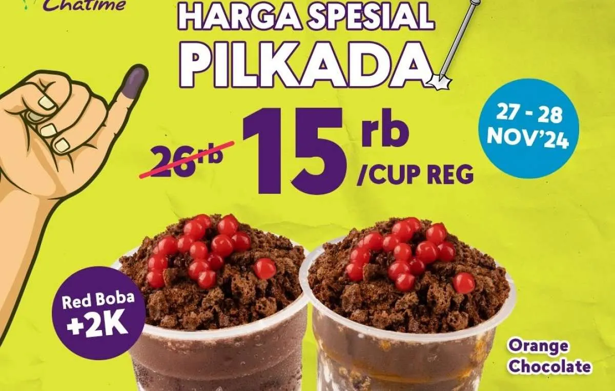 Promo Pilkada 2024 di Kopi Kenangan dan Chatime, Harga Lebih Hemat Berakhir Hari Ini
